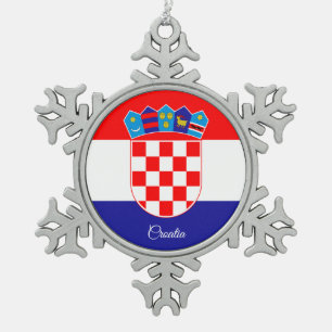 Kroatien - Schneeflocke, kroatische Flagge Schneeflocken Zinn-Ornament