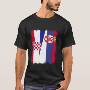 Kroatien Serbien Halbe Flagge Srbija Kroatisch Ser T-Shirt