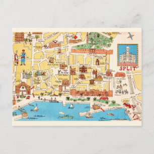 Kroatien Split Bunte Postkarte