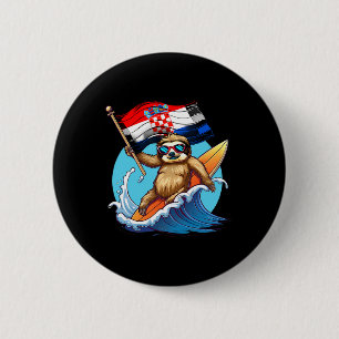 Kroatien Surfen Faultier Kroatische Flagge Surfen Button