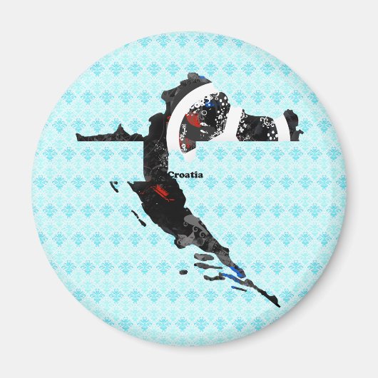 Kroatien Trendy Peace Sign mit Croat Map Magnet (Vorne)