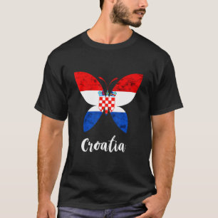 Kroatien Vintag Butterfly Kroatische Flagge Kroati T-Shirt