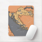 Kroatien Vintage alte Karte Mousepad (Mit Mouse)