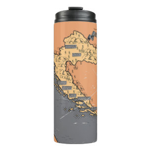 Kroatien Vintage alte Karte Thermosbecher