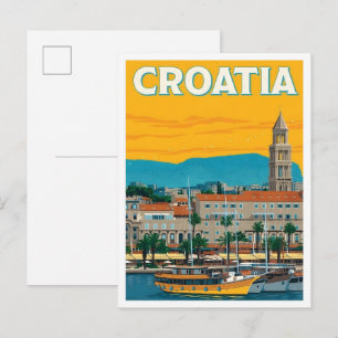 Kroatien Vintage Art Reise Postkarte