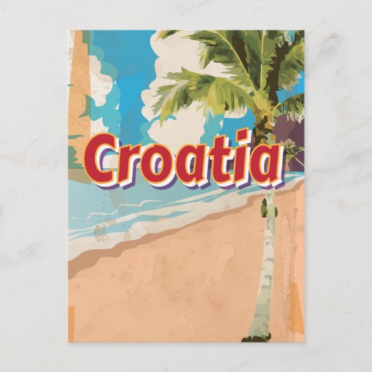 Kroatien Vintage Reiseplakat Postkarte (Vorderseite)