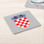 Kroatien Wappen Rechteckiger Pappuntersetzer (angewinkelt)