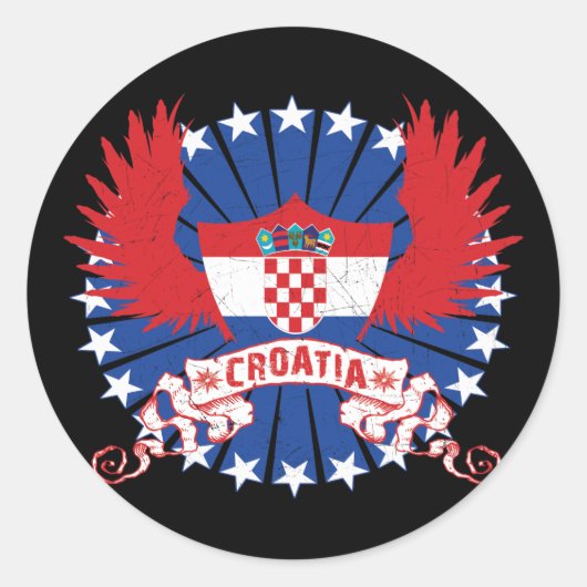 Kroatien Winged Runder Aufkleber (Vorderseite)