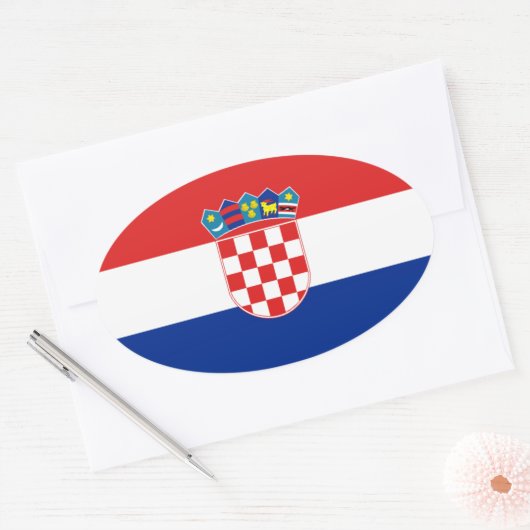 Kroatienflagge Ovaler Aufkleber (Umschlag)