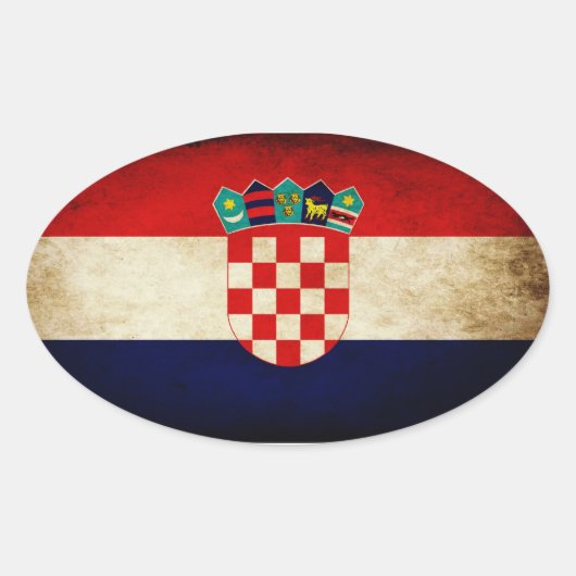 Kroatienflagge Ovaler Aufkleber (Vorderseite)