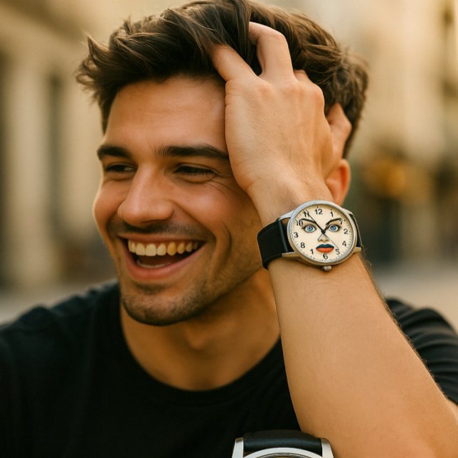 Kroatisch Beauty Eyes & Lips Pop Portrait Armbanduhr (Von Creator hochgeladen)