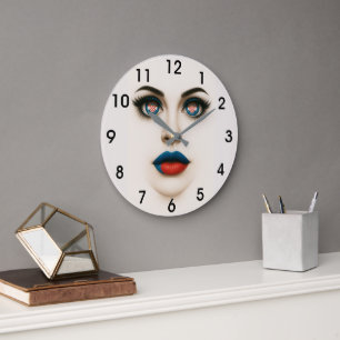 Kroatisch Beauty Eyes & Lips Pop Portrait Große Wanduhr