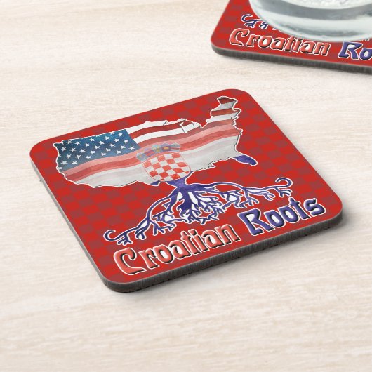 Kroatisch Roots Amerian Croat Untersetzer Set (Linke Seite)