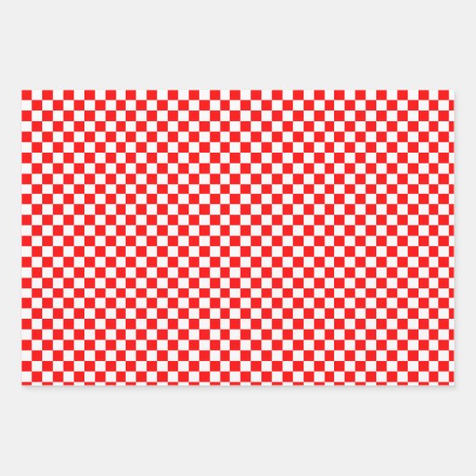 Kroatisch - Rot-Weiß-Karo - Umschlagpapier Geschenkpapier Set (Vorderseite)