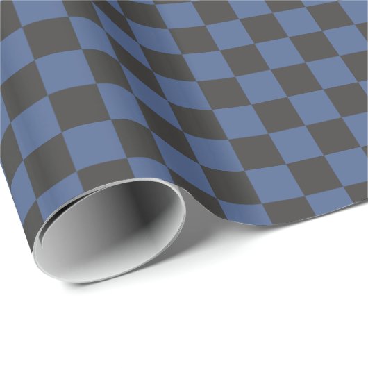 Kroatisch Schwarz-Blau-Schachbrettmuster Geschenkpapier (Rolleneckpunkt)