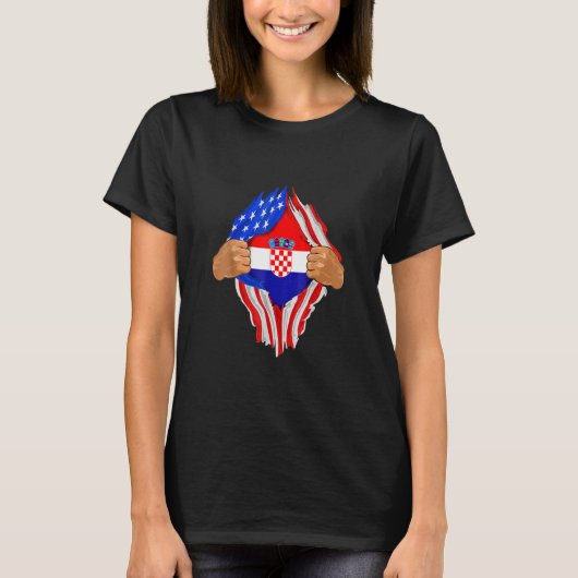 Kroatische Blut im Inneren Ich Kroatien Flagge Gif T-Shirt (Vorderseite)