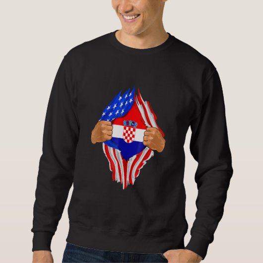 Kroatische Blut im Inneren Ich Kroatien Flagge Sweatshirt (Vorderseite)