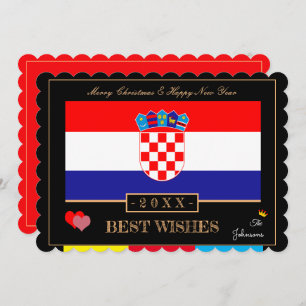 Kroatische Fahne & Happy New Year/Best Wishings Kr Feiertagskarte