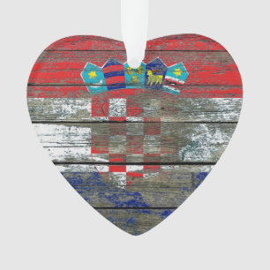 Kroatische Flagge auf rauem Holz verschalt Effekt Ornament