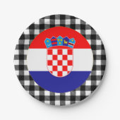 Kroatische Flagge, Büffel kariert und kroatische F Pappteller (Vorderseite)