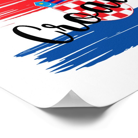 Kroatische Flagge für künstlerische Pinselstriche Poster (Ecke)
