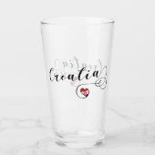 Kroatische Flagge Herz, I Liebe Kroatien Glas (Vorderseite)