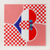 Kroatische Flagge in Herz gestapelt Collage Jigsaw Puzzle (Horizontal)