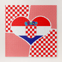 Kroatische Flagge in Herz gestapelt Collage Jigsaw