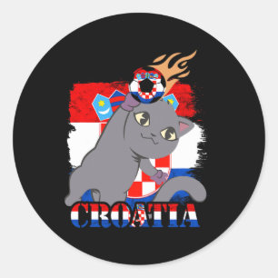 Kroatische Flagge Katze kroatischer Fußball kroati Runder Aufkleber