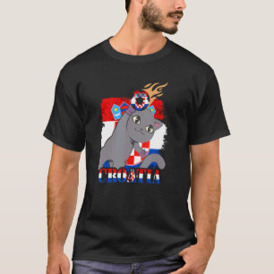 Kroatische Flagge Katze kroatischer Fußball kroati T-Shirt