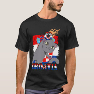 Kroatische Flagge Katze kroatischer Fußball kroati T-Shirt