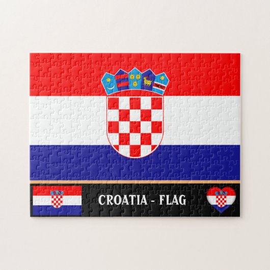 Kroatische Flagge & Kroatien - Land, Urlaub/Sport Puzzle (Horizontal)