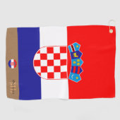 Kroatische Flagge & Kroatien, mit Monogramm / Golf Golfhandtuch (Horizontal)