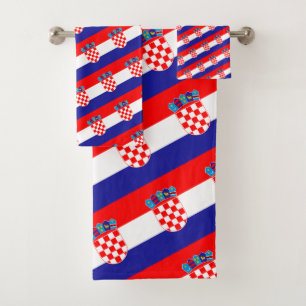 Kroatische Flagge & Kroatien - Reisen, Urlaub /Spo Badhandtuch Set