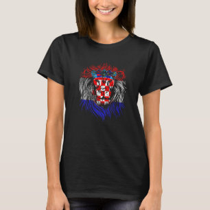 Kroatische Flagge Löwenkopf Löwen Schädel Stolz Hr T-Shirt