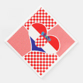 Kroatische Flagge mit Schachbretts Collage Serviette (Ecke)