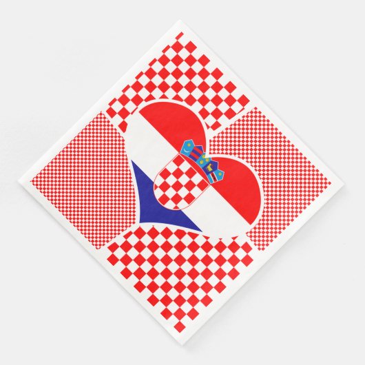 Kroatische Flagge mit Schachbretts Collage Serviette (Ecke)