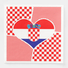 Kroatische Flagge mit Schachbretts Collage Serviette