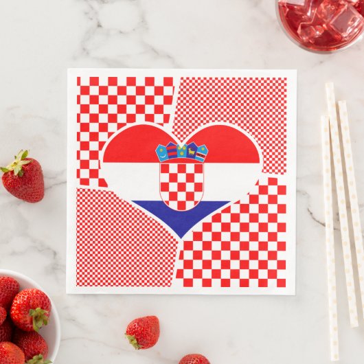 Kroatische Flagge mit Schachbretts Collage Serviette (Beispiel)