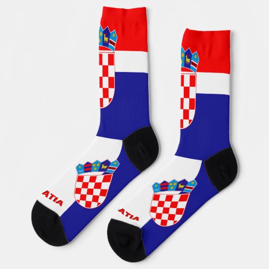 Kroatische Flagge Patriotisch, Nachhaltiges Kroati Socken (Linkes Detail)