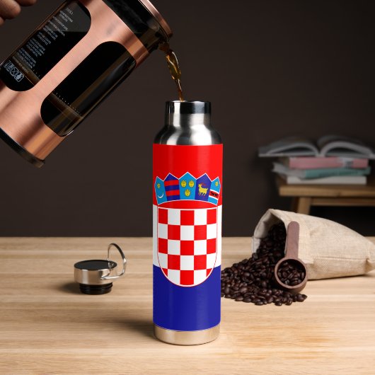 Kroatische Flagge Trinkflasche (Kaffee (gedreht))