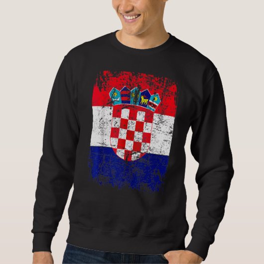 Kroatische Flagge Vintag Kroatien Flagge Big Croat Sweatshirt (Vorderseite)
