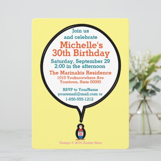 Kroatische Flagge - Vortrag von Frau Penguin Perso Einladung (Stehend Vorderseite)