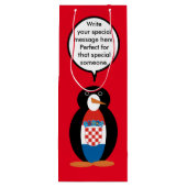 Kroatische Flagge - Vortrag von Frau Penguin Perso Geschenktüte Für Weinflaschen (Rückseite)
