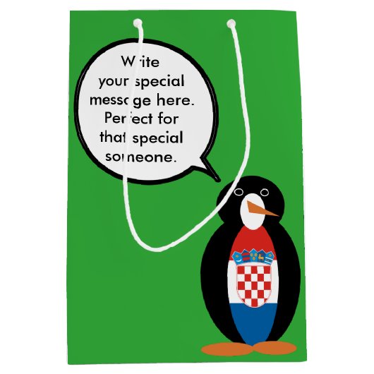 Kroatische Flagge - Vortrag von Frau Penguin Perso Mittlere Geschenktüte (Vorderseite)