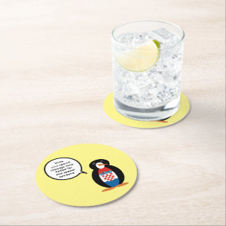 Kroatische Flagge - Vortrag von Frau Penguin Runder Pappuntersetzer