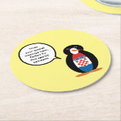 Kroatische Flagge - Vortrag von Frau Penguin Runder Pappuntersetzer (Angewinkelt)