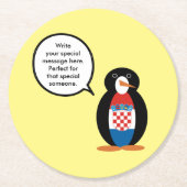 Kroatische Flagge - Vortrag von Frau Penguin Runder Pappuntersetzer (Vorderseite)