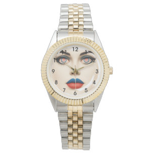 Kroatische Flaggen-Gesicht – Augen & Lippen Pop-Ar Armbanduhr