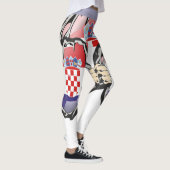 Kroatische Flaggenfarben blau, rot und weiß Leggings (Rechts)